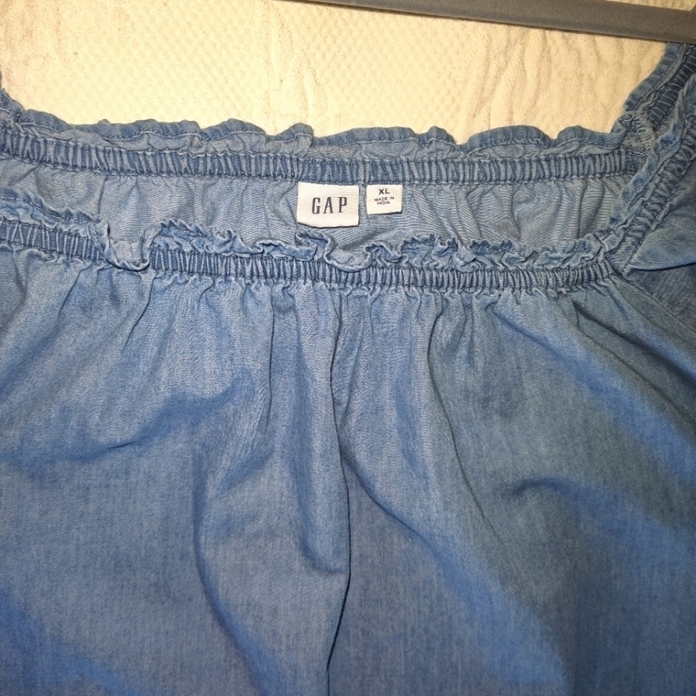 Gap Relaxed Denim Square neck Top size XL - Picture 10 of 10